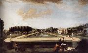 unknow artist Axial view of the canal from the south showing Gibbs-s temple at the end of the Canal,the house and topiary alleys on the west side oil painting reproduction